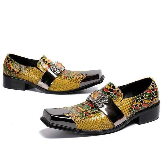 Special Square Toe Men's Shoes Slip on Genuine Leather Dress Men Party, Business, and Wedding Shoes men