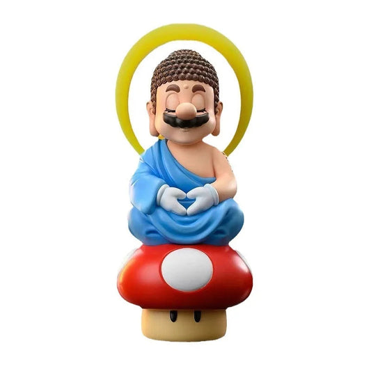 Super Mario Ruyi Buddha Mario Plumber anime handwork car model 14.3cm SS69