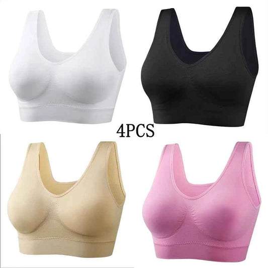 XL-5XL 4PCS Women Seamless Single Layer Camisole Bra Tops Sleep Yoga Sports Bras Tank Tops