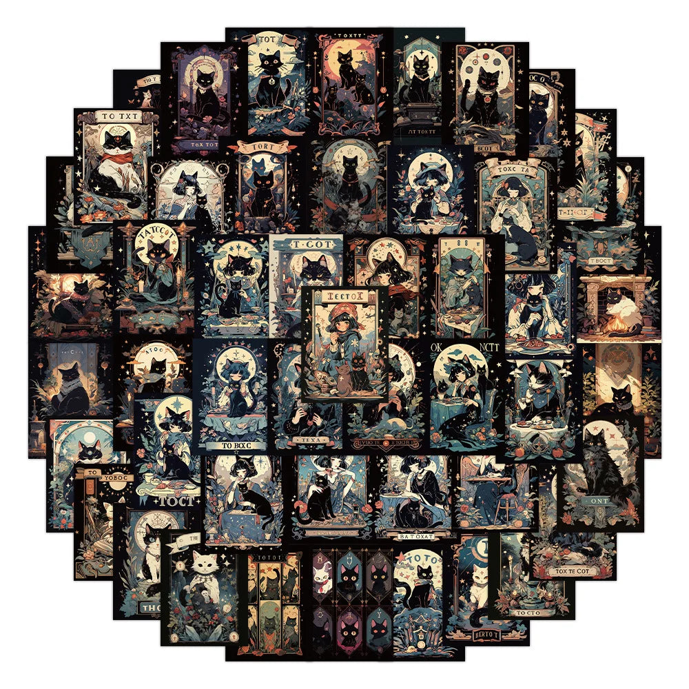 10/30/60PCS Dark Cat and Girls Japanese Anime Card Sticker DIY Phone Laptop Luggage Skateboard Graffiti Decals Fun for Kid Toy SS69