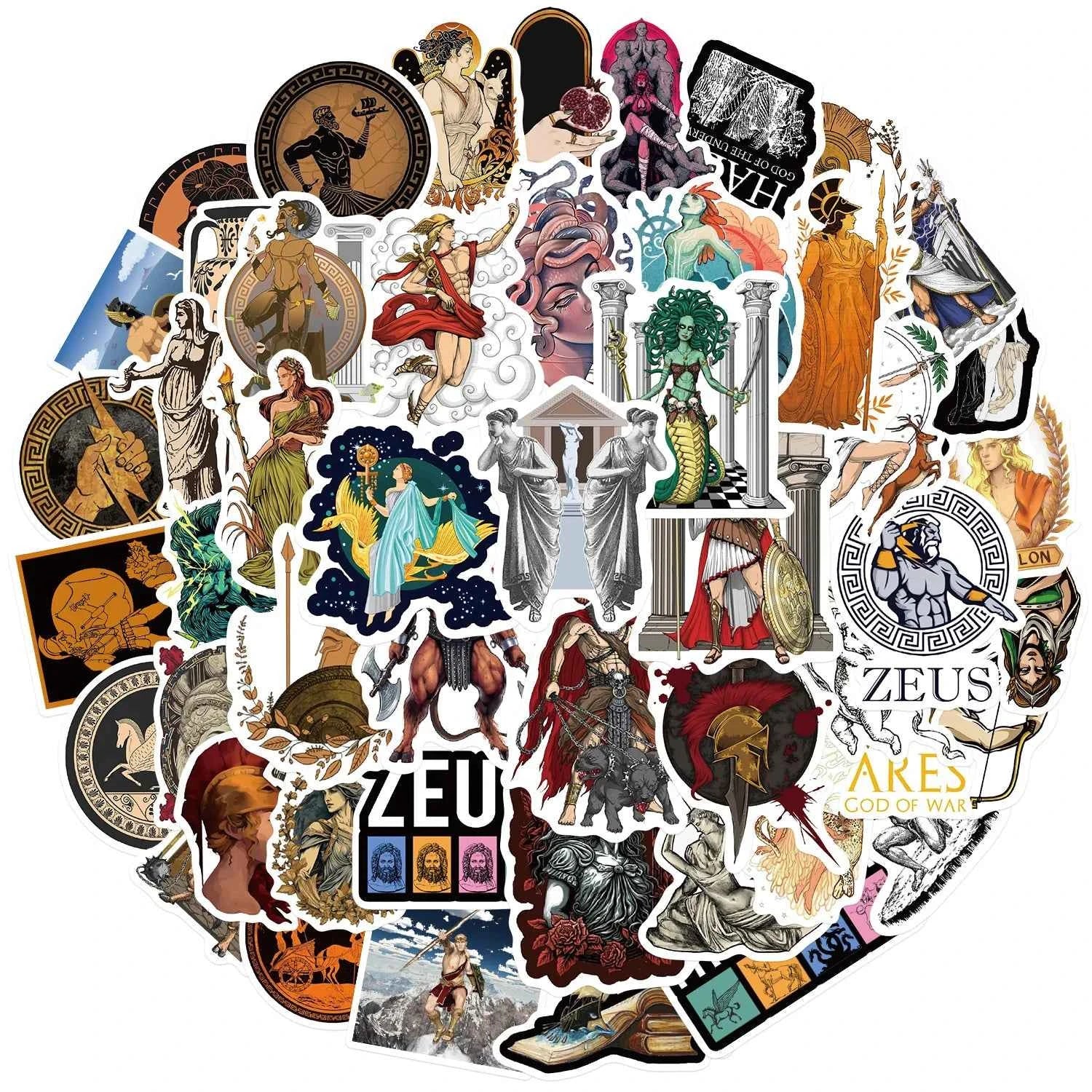 10/50PCS Greek Mythology Graffiti DIY Decorative Luggage Skateboard Water Cup Guitar iPad Waterproof Sticker Kids Toy