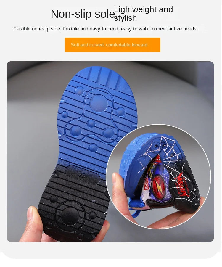 Disney Spider-man Children's Shoes Boys Sneakers Spring Autumn Cartoon Fashion Kids Lighted Sports Shoes Child Boy LED Sneaker