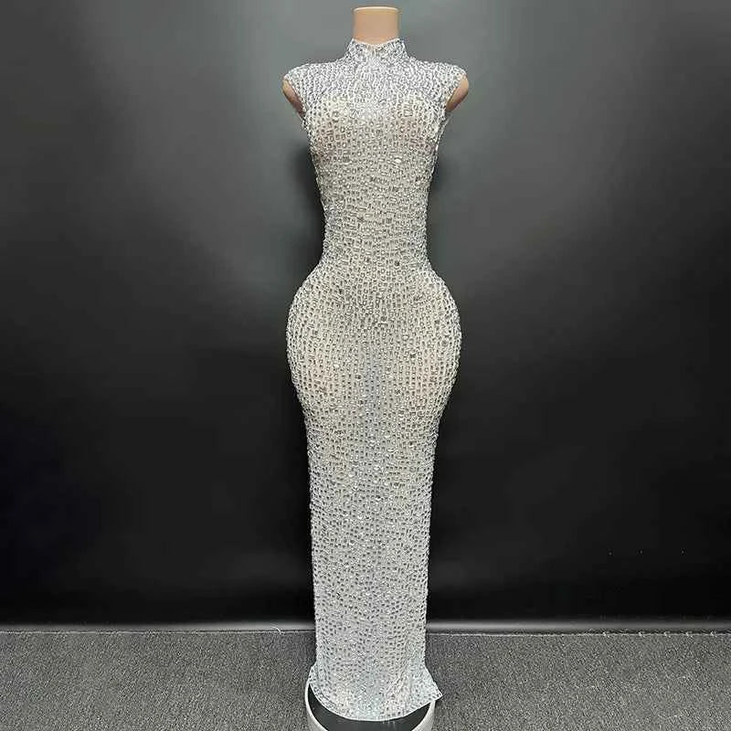 Elegant Luxury Crystal Party Dress Birthday Celebration Dress Bride Diamond Long Prom Dress Mother Formal Grand Party Dress