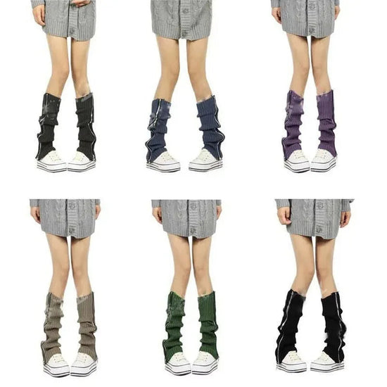 Gothic Women's Striped Leg Warmers Lolita Long Socks Knitted Leggings Japanese Sweets Winter Socks Kawaii Arm Ankle Warmers Y2k SS69
