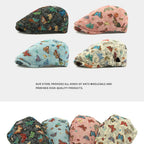 Women's Butterfly Embroidery Cotton Beret Hat - Adjustable Painter Cap