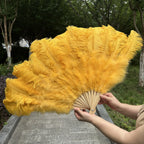 Large Ostrich Feather Fan 130cm - Carnival & Stage Performance