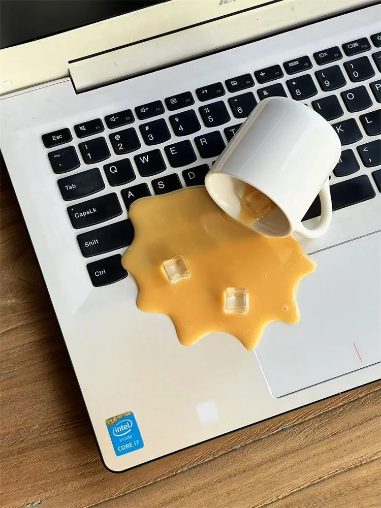 SS69 Spilled Coffee Sand Sculpture Desktop Decoration and Phone Holder
