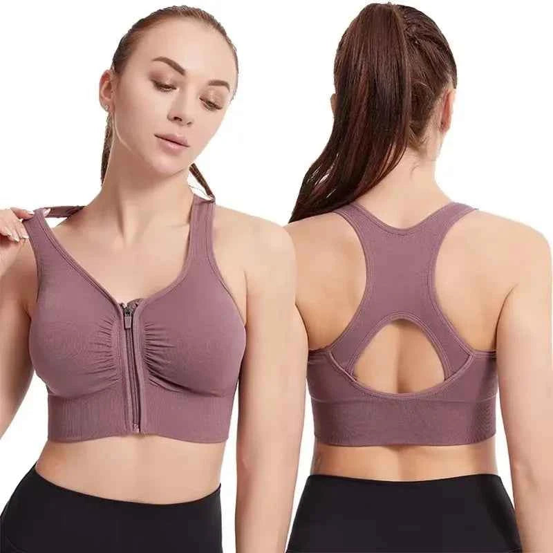 CZGUKE Women's zipper sports bra vest plus size shock resistant bra women's yoga running fitness bra women's underwear