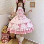 French Lolita Strap Dress Lace Patchwork Cosplay Outfit Y2K Vintage Elegant Girls Sweet Party Kawaii Dress Women Clothing 2026