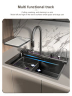 BOSX Stainless Steel Kitchen Sink with Waterfall Faucet