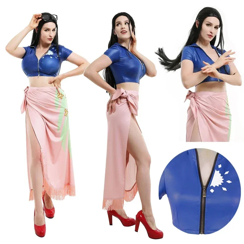 Nico Robin Anime Cosplay Costume Set - Polyester Top & Skirt
