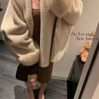 2026 Imported Velvet Mink Fur Coat With Mink Fur Collar,Temperament  Medium Length Fur Jacket Women