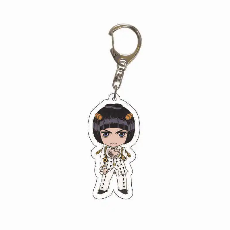 Anime Jojos Bizarre Adventure Keychains Cartoon Figure Acrylic Key Ring Kujo Jotaro Ghirga Narancia Bruno Key Chain Fans Gifts