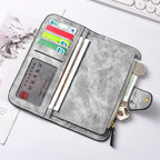 ZeAiLi Long PU Leather Clutch Wallet with Animal Paw & Butterfly Print