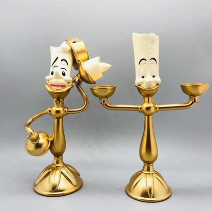 Beauty And The Beast Toys Anime Figure Night Lights Candlesticks Cogsworth Clock Ornaments Collectible Model Gift jewelry box