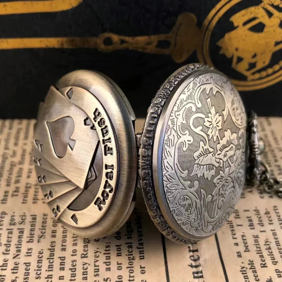 Vintage bronze poker cartoon quartz pocket watch the best gift for children men and women SS69