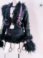 Gothic Rivet Faux Leather Jacket - Short Distressed Style