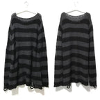 New Women's Punk Gothic Oversized Pullover Sweater Striped Hollow out Cool Harajuku Aesthetics Spring Autumn