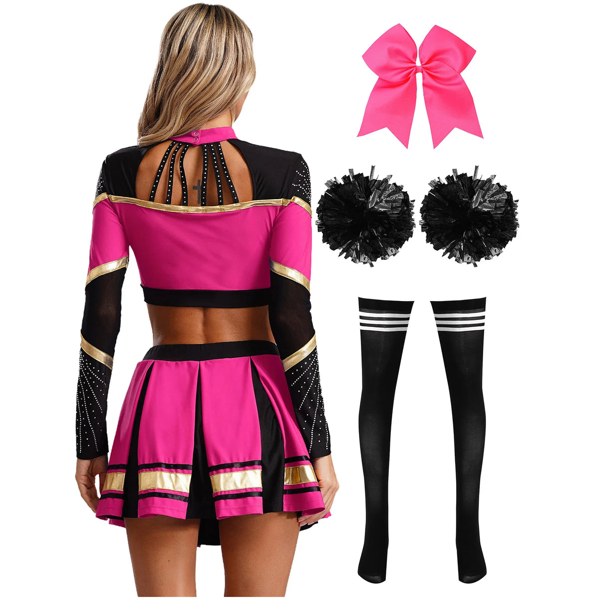 Women's Cheerleading Performance Costume Set with Crop Top and Skirt