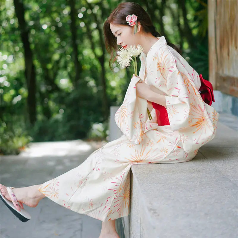 Fashion National Trends Women Sexy Kimono Yukata Dress With Obi Novelty Evening Dress Japanese Cosplay Costume Floral One Size