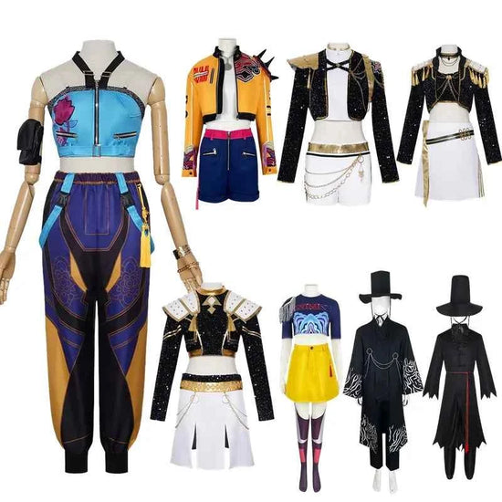 Kids Rumi Zoey Mira Cosplay KPop Demon Hunters Costume Women Girls Black Golden Suit Saja Boys Halloween Role Playing Outfits