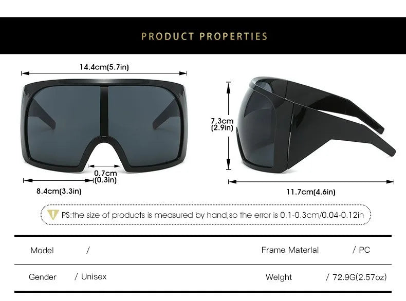 Oversized Punk Shield Sunglasses Women Men Big Frame 2024 Luxury Brand Steampunk Mask Sun Glasses For Ladies Sports Goggle UV400 SS69