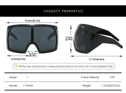 Oversized Punk Shield Sunglasses Women Men Big Frame 2024 Luxury Brand Steampunk Mask Sun Glasses For Ladies Sports Goggle UV400 SS69