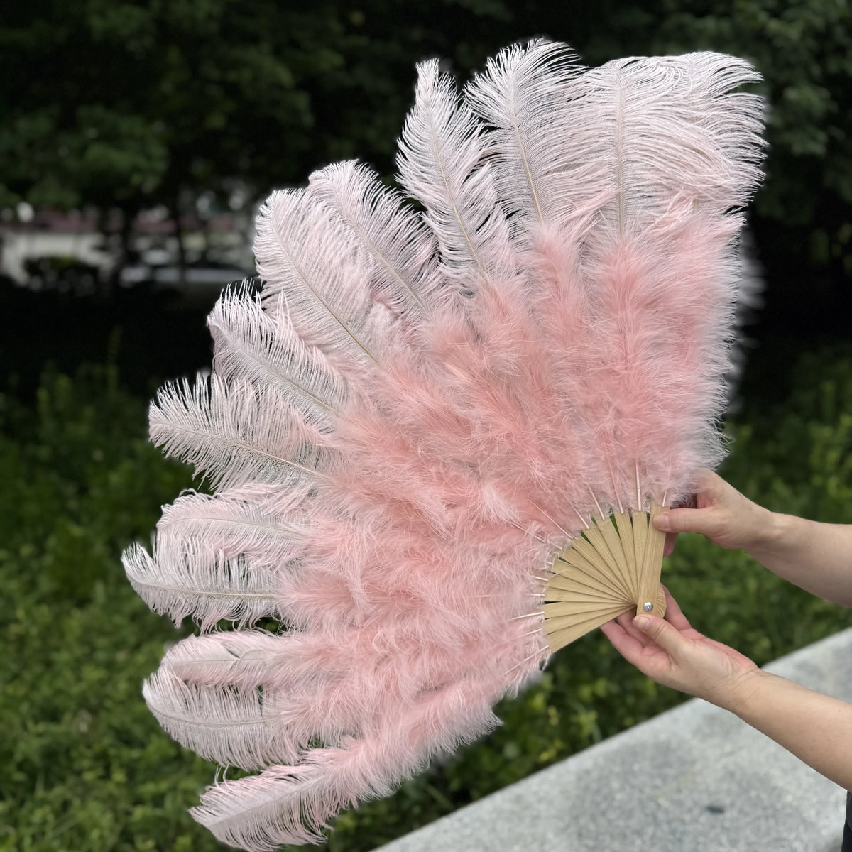 Large Ostrich Feather Fan 130cm - Carnival & Stage Performance