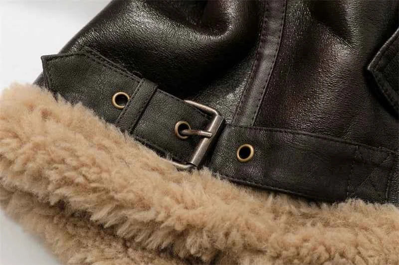 2025 Autumn winter new women's thickened warm double-sided short jacket Women's brown coat