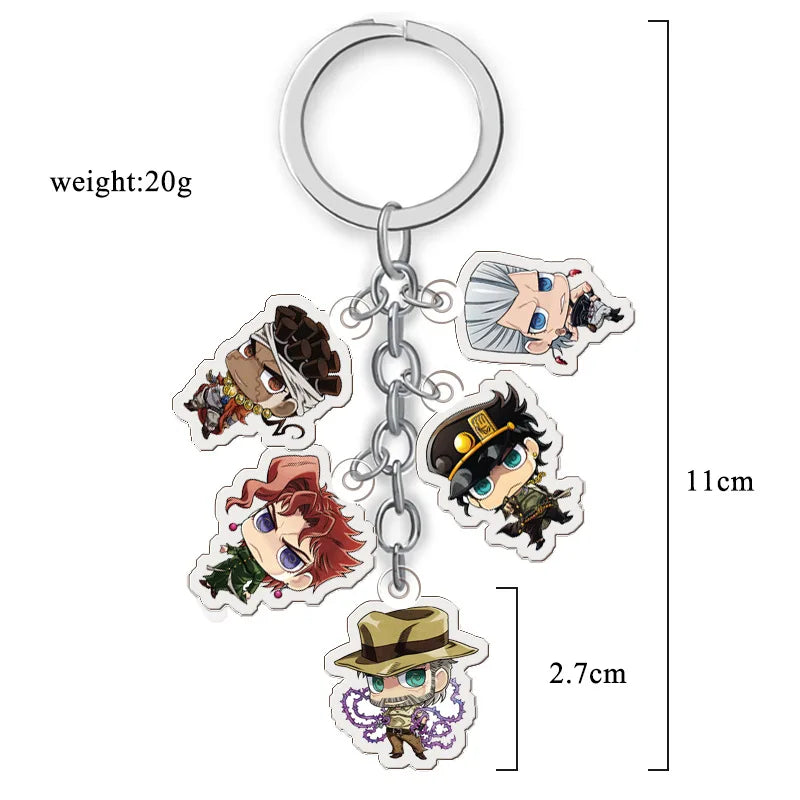 Anime Jojos Bizarre Adventure Keychains Cartoon Figure Acrylic Key Ring Kujo Jotaro Ghirga Narancia Bruno Key Chain Fans Gifts