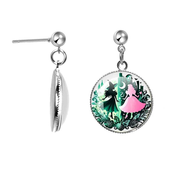 The Movie Wicked Elphaba&Linda Cosplay 20MM Glass Cabochon Earrings Jewelry Accessories Earring Jewelry Gift for Couple