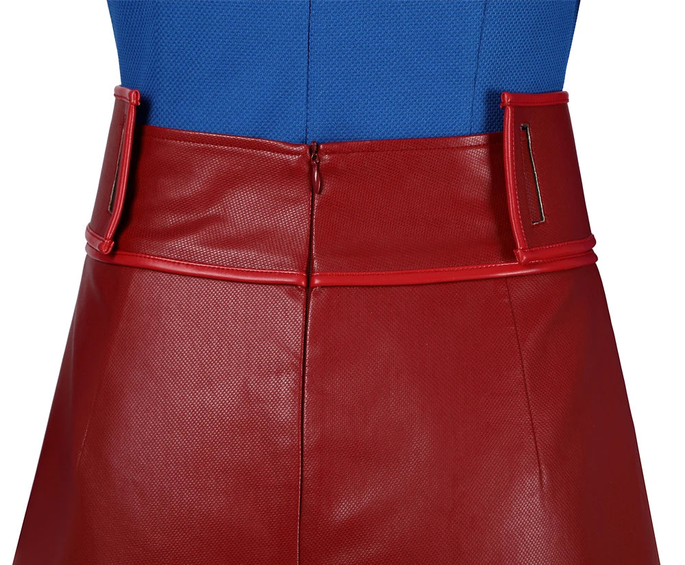 SS69 Supergirl Cosplay Costume Set with Jumpsuit, Cape, and Belt - Elastane