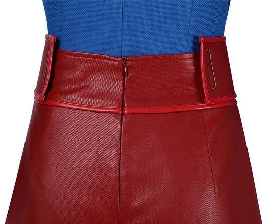 SS69 Supergirl Cosplay Costume Set with Jumpsuit, Cape, and Belt - Elastane
