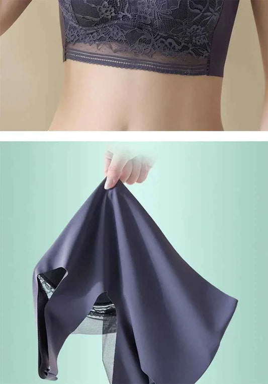 L-6L Women Large Bra Push Up Ice Silk Seamless Upper Bralette Lace Wireless Summer Bras Top Lingerie Underwear Brasieres Mujeres