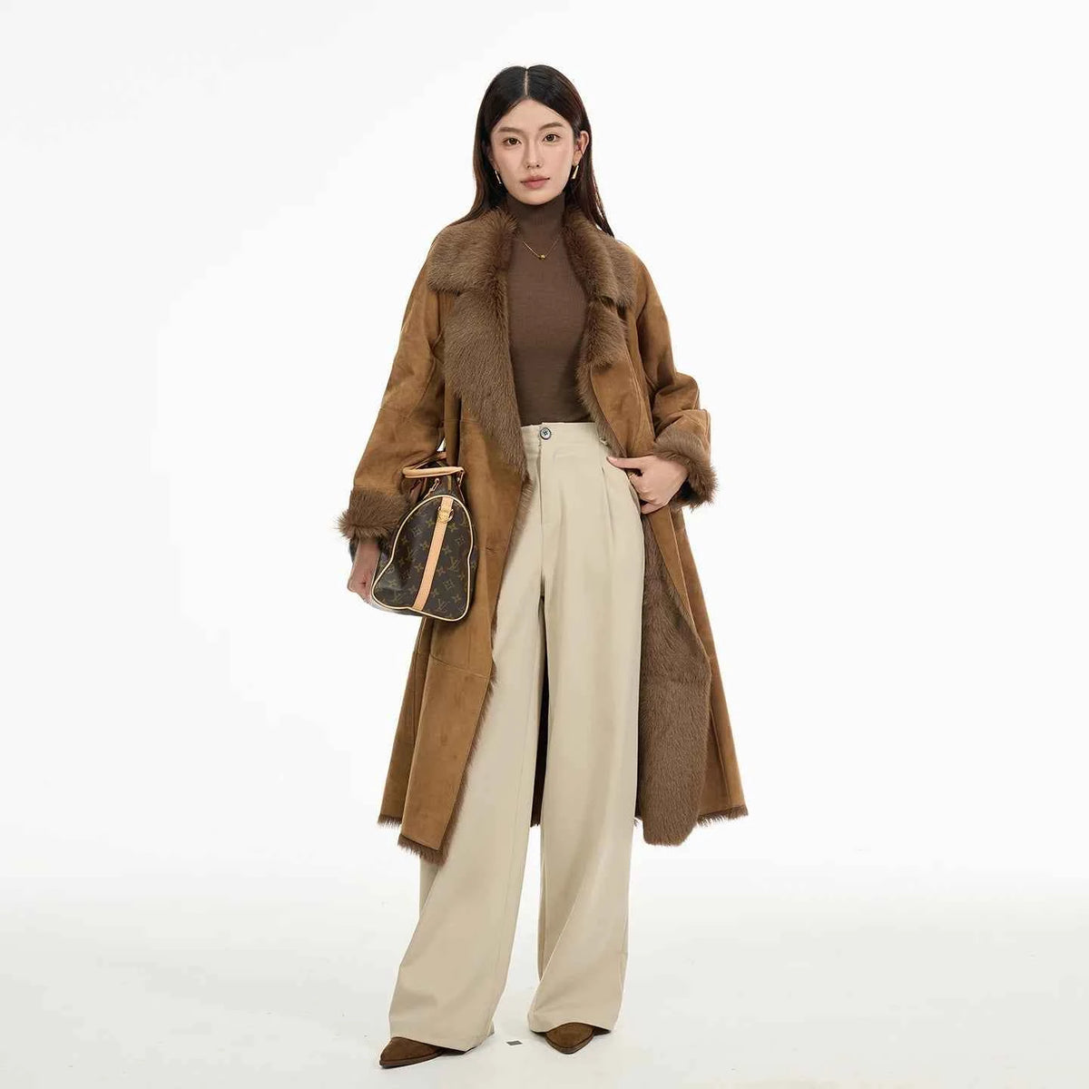 TAJIYANE Natural Tuscany Sheepskin with Wool Attached Coats Long Real Fur Coat Woman Clothing High Quality Winter Outerwear 2025