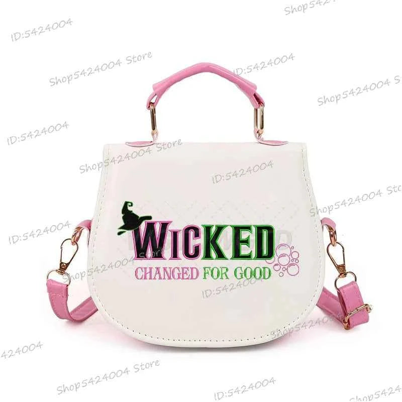 Classic Wicked Change for Good Women Crossbody Bag Fashionable Cartoon Witch's Wand Zipper Shoulder Bag Girl Funny Handbag Gift
