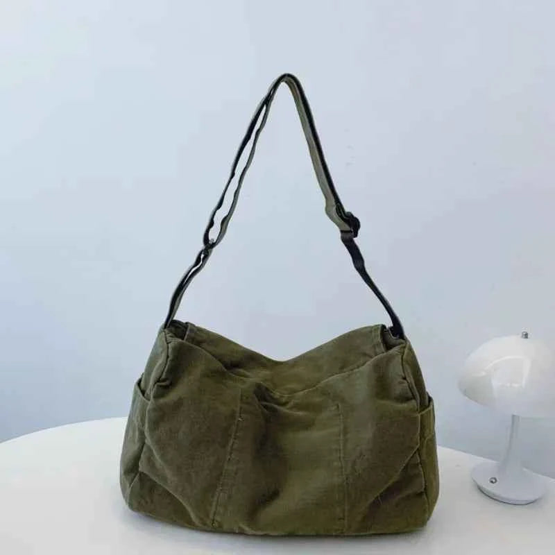 Japanese Printed Canvas Bag Large Capacity Hobo Bag Unisex Shoulder Bag Retro Women's Crossbody Shoulder Bag Commuting