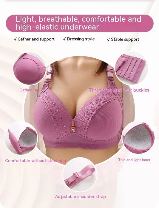 SS69 Cotton Full Cup Bra with Gathered Side Support and No Steel Ring