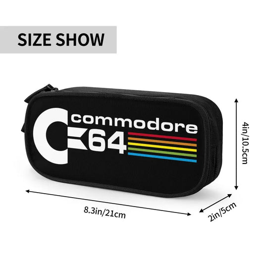 Custom Kawaii Retro Commodore 64 Pencil Case for Girls Boys C64 Amiga Computer Large Capacity Pen Box Bag Stationery SS69