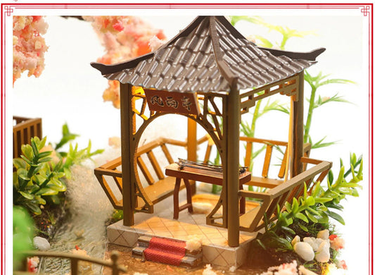 DIY Wooden Chinese Ancient Casa Miniature Building Kits Bookend With Lights Assembled Bookshelf Home Decoration Friends Gifts SS69