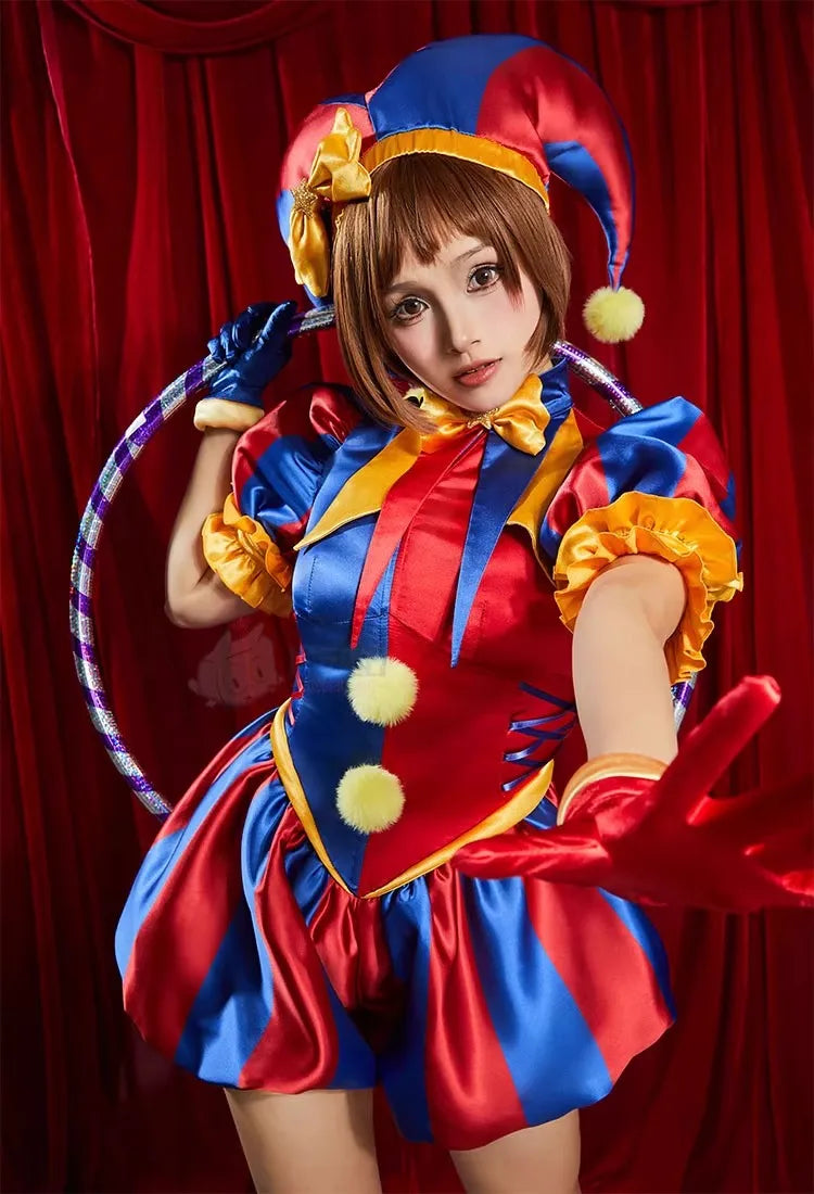 Amazing Digital Circus Pomni Cosplay Costume with Wig & Accessories