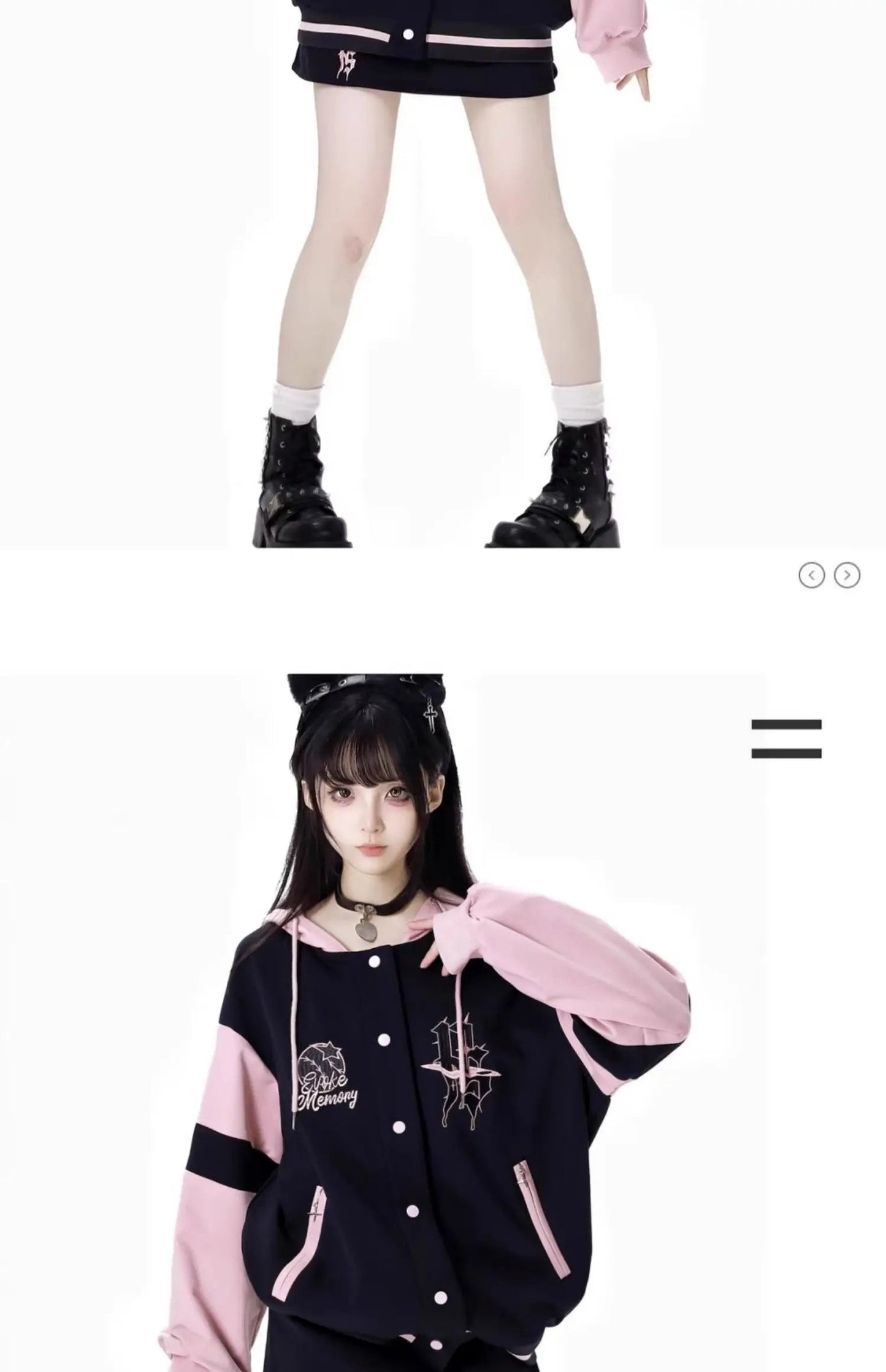 Sweet Cool Embroidery Pink Black Hoodies Baseball Slim Zipper Women Sweatshirt Jacket Loose Casual Trousers Sweet Mini Skirt Set SS69