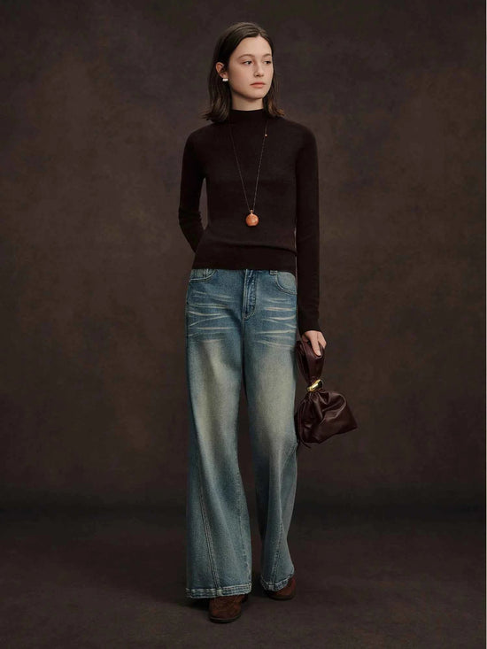 DUSHU Seamless Half-high Collar Pure Wool Pullovers Women Plus Size Autumn Winter Bottoming Sweater Solid Soft Breathable Tops