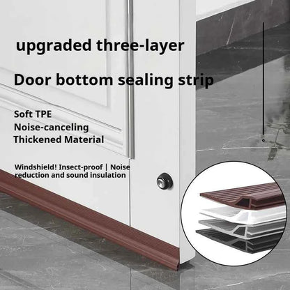 1M TPE Door Bottom Gap Sealing Strip Self-adhesive 3-layer Windproof Anti-Cold Noise Reduction Wearproof Window Weather Strip