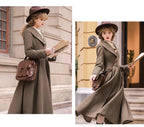 Lautaro Autumn Winter Long Warm Wool & Blends Coat for Women Shawl Collar Single Breasted Elegant Fit and Flare Woolen Overcoat