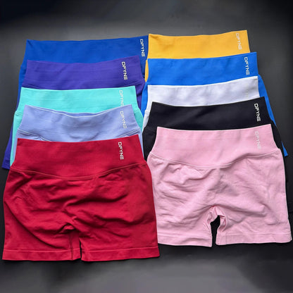 Dfyne Impact Brand Shorts 4.5'' Low Waist Seamless Yoga Shorts Scrunch Bum Gym Shorts Women Workout Biker Stretch Fitness Short SS69