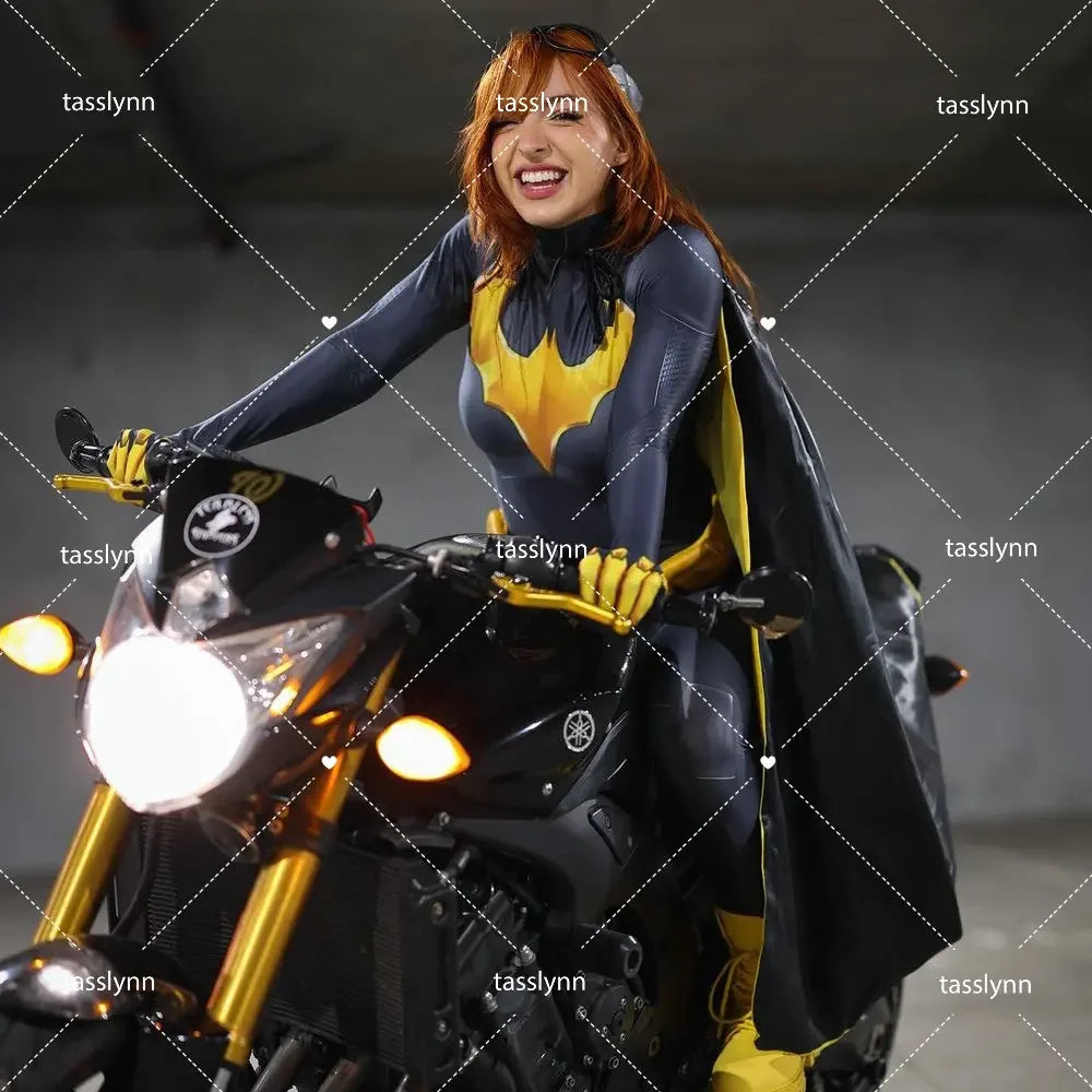 Bat Girls Cosplay Costumes Zentai Suit Bat Girl Bodysuit for Geek Girl Halloween Costumes for Women Excluding Cloak Belt Mask SS69