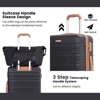 Luggage sets 5 Pieces,Hardshell Suitcase set with Double Spinner Wheel,Travel Case with TSA Lock and Weekend Duffle Bag