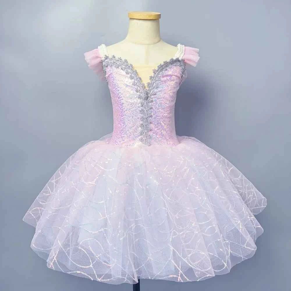 Purple Pink Children Ballet Girls Dance Skirt Kids Sequin Professional Ballet tulle Tutu Ballerina Dress Performance Clothing