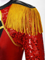Inlzdz Women's Sequin Tassel Ringmaster Leotard Dress